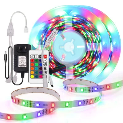 16.4ft 100ft LED Strip Light 12V 2835 RGB Remote Room Bar Light Party Waterproof - Image 1 of 4