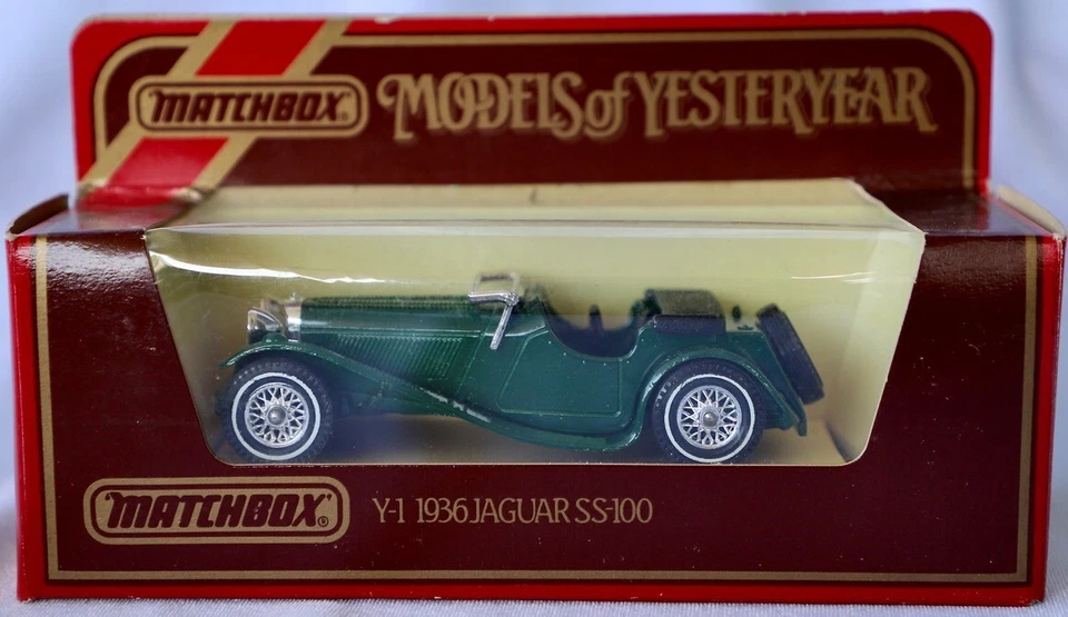 Y-1 1936 Jaguar SS100 Matchbox Models of Yesteryear Green Maroon Box 1984 - Image 1 of 1