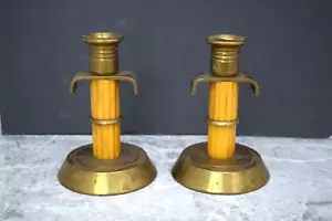 Paar ältere Messing Altar Kerzenständer mit Acrylstielen (CU802) Kelch Co. - Bild 1 von 7