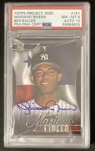 Mariano Rivera Signed Topps Project 2020 #151 Baller PSA/DNA Card NM 8 Auto 10 - Picture 1 of 3