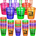 12 Pcs Shot Glass on Beaded Necklace Plastic Shot Necklace Cups Naughty Shot Gla