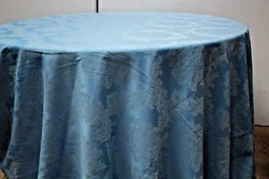 Wedgewood Blue Brocade Table Cloth 330cm dm - Picture 1 of 6