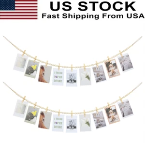 2PCS Boho Wooden Bead Garland Collage Picture Frame with 9Wood Clips for Bedroom - Picture 1 of 8