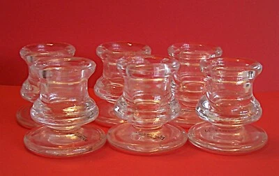 6 candelabros cónicos de vidrio transparente Biedermann vintage nuevos Foto 1 de 4