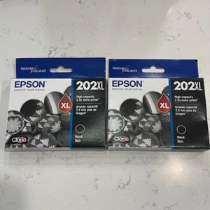 Genuine Epson 202XL Black Ink Cartridge T202XL120 Dated 09/2024 2 Pack - Picture 1 of 8