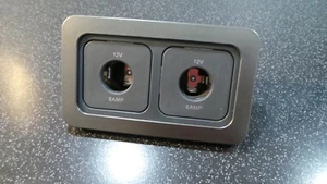CBE/C-LINE 2x 12 VOLT SOCKETS GUNMETAL GREY SURROUND MOTORHOME CARAVAN BOAT - Picture 1 of 3
