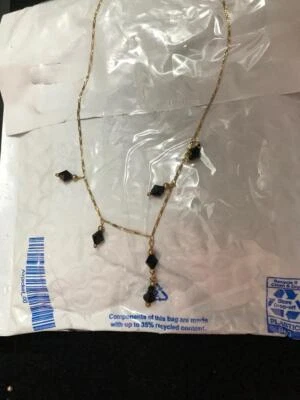 10K  Gold Onyx Earrings & Necklace Set  - Image 1 of 4