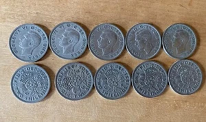 Ten 1951 George VI Two Shilling coins - Picture 1 of 1