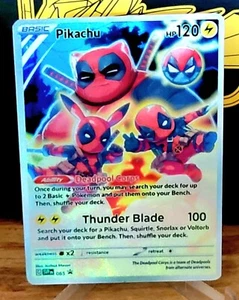Pokemon Pikachu Deadpool Anima Waifu Sexy Doujin ACG DIY Full Art Karte Holo - Bild 1 von 2