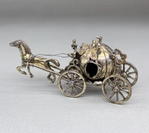 CARROZZA ZUCCA CENERENTOLA CAVALLO ARGENTO MICROFUSIONE VINTAGE ITALY ANNI 70 80 - Foto 1 di 21