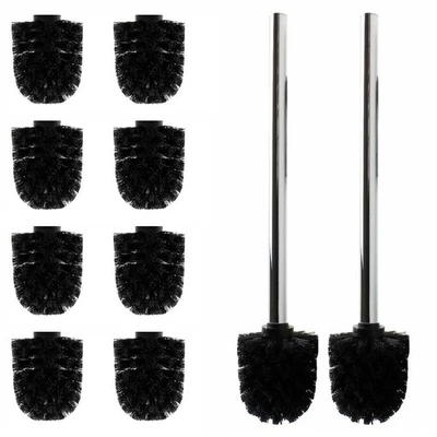 Daloual 10 x Bürstenkopf Schwarz Ø 8 cm 2x Griff 26 cm Toilettenbürste Klobürste - Bild 1 von 4