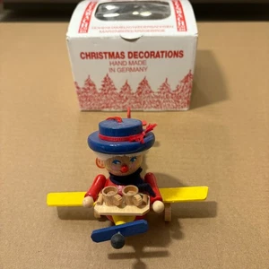 Figura de madera Steinbach hecha a mano Alemania adorno de Navidad piloto de avión con caja - Imagen 1 de 13