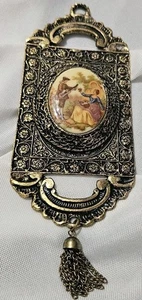 Cammeo da parete vintage in porcellana da corteggiamento Fragonard Limoges placcato oro 24 carati  - Foto 1 di 14