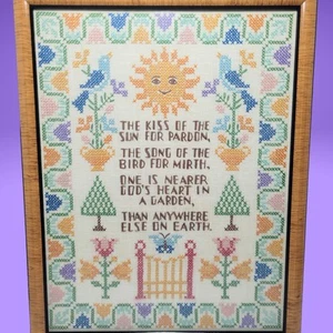Vintage 1940's Inspirational Embroidered Sampler Framed (Dorothy Frances Gurney) - Picture 1 of 7