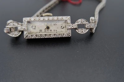 p496 Reloj Suizo Diamante Platino Damas Vintage Años 30 Foto 1 de 4