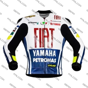 Valentino Rossi 2010 Fiat Yamaha Leather Motorcycle Racing Jacket | Yamaha Biker - Bild 1 von 6