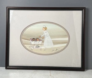 Super P Buckley Moss “ Nursery Ride “ Baby’s & Nurse Hand S&N Lithograph Framed - Picture 1 of 5