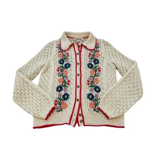 Cárdigan Boden Algodón Bordado Crema Floral Talla XS - Imagen 1 de 6