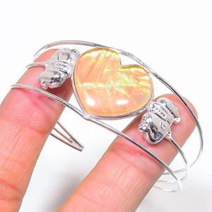 Australian Triplet Opal Heart Shape Gemstone Adjustable Bangle Jewelry BR 292 - Picture 1 of 7
