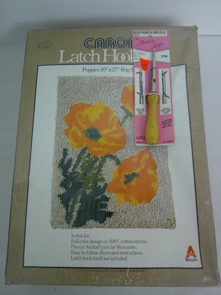 Caron Latch Hook Kit 3063 Poppies 20x27 with tool Floral - Image 1 of 1