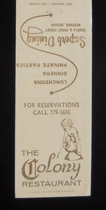 1970er The Colony Restaurant Mittagessen Fourth & Front Street Medford ODER Jackson Co - Bild 1 von 2