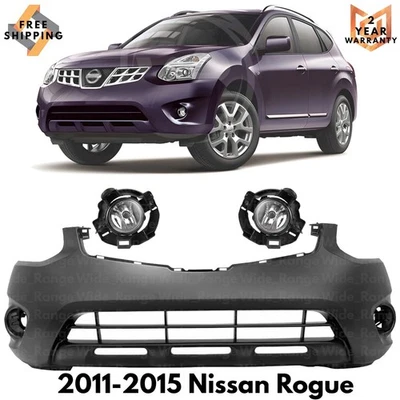 Front Bumper Cover Paintable & Fog Light Assembly Kit For 2011-2015 Nissan Rogue — 第 1/4 张图片