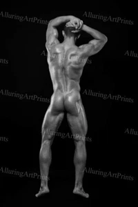 Modelo masculino desnudo impresión fotográfica musculoso guapo atleta sin camisa trozos bollos -577B - Imagen 1 de 1