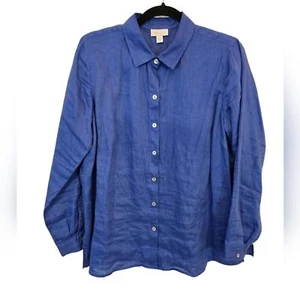 J.Jill MP 100% Linen Blue Button Down Shirts - Picture 1 of 8