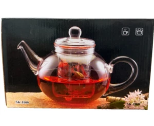 Glass Teapot for Loose Leaf Tea 1 Quart- Glass Infuser - Picture 1 of 5
