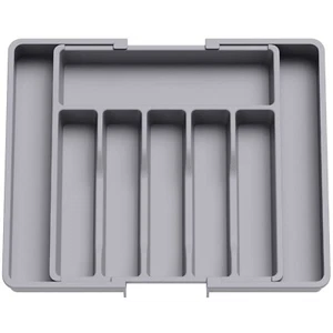 Grey Expandable 8 Section Plastic Cutlery Tray Kitchen Organiser Drawer Insert - Picture 1 of 1