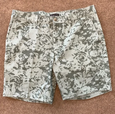 Saks Fifth Ave 短裤男式 34 平前斜纹布绿色花卉远足户外 — 第 1/4 张图片