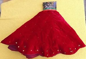 Red Velvet Christmas Tree Skirt Round 48'' Holiday Decor New - Picture 1 of 3