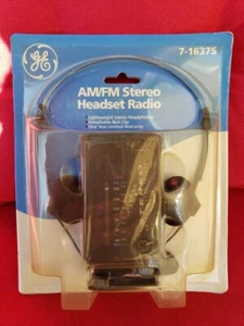 Vintage GE AM/FM Stereo Headset Radio 7-1637S Headphones Belt Clip Sealed - Picture 1 of 5