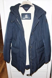 Damen Tommy Hilfiger Daunen Jacke Mittel Lang dunkel blau mit Kapuze m - Bild 1 von 5
