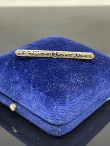 Spilla/spilla vintage in oro giallo 14 kt e spinello blu anni '20 - Foto 1 di 4