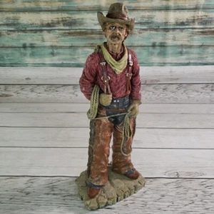 Vintage Cowboy Figurine Cast Resin Western Decor Marlboro Man Smoking Cowboy - Picture 1 of 17