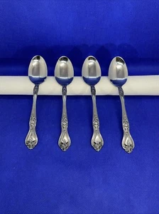Rogers Co Precious Rose Stainless Teaspoon Flatware Silverware Lot Of 4 - Picture 1 of 6