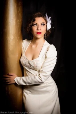 White Satin Vintage Style Fitted Maxi Wedding Dress Costume Gown Sz XS Halloween - Image 1 of 4