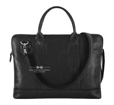 Laptop Bag Real Leather Cross Body Top Handle Shoulder Office Travel Slim Bag