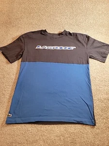 Boys Lacoste T Shirt Contrast Stripe Colorblock Blue Night/Kingdom TJ5339 Kids - Picture 1 of 14