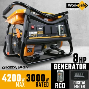 IKETA Petrol Generator 4200W Max Site Camping Portable Backup Power Supply - Picture 1 of 12