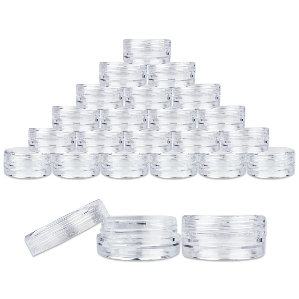 200pcs 3 gram high quality Clear Lid Jars cosmetic makeup cream Jewelry 3g 3ml - Image 1 of 4
