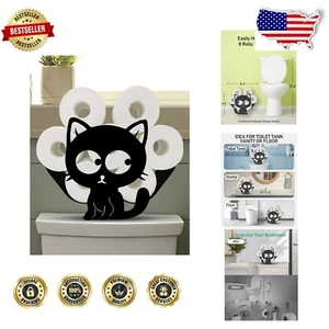 Charming Black Cat Toilet Paper Holder for Cute Bathroom Storage - Holds 8 Rolls - Picture 1 of 7