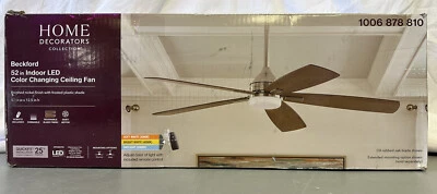Home Decorators Beckford 52 in. LED Indoor Brushed Nickel Ceiling Fan w/ Remote - Image 1 of 3