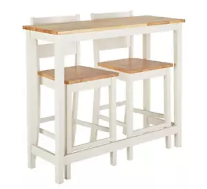 Home Chicago Oak Grey Bar Table & 2 Grey Chairs | Kitchen Breakfast Dining Set - Picture 1 of 11