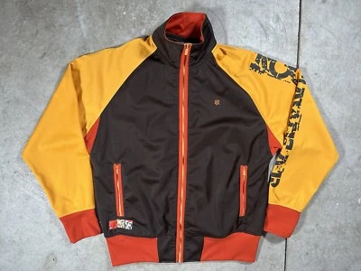 Chaqueta De Colección Rocawear Para Hombre L Seda Cremallera Completa Marrón Amarillo Y2K Rap Foto 1 de 4