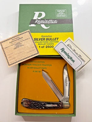 Faca Remington R 293 SB Hunter Trader Trapper prata bala-1998-osso-EUA-eb - Imagem 1 de 4