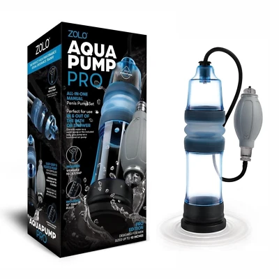 Zolo Aquapump Pro Silicona Aspiradora Erección Pene Bomba Set - Negro/Azul Foto 1 de 4