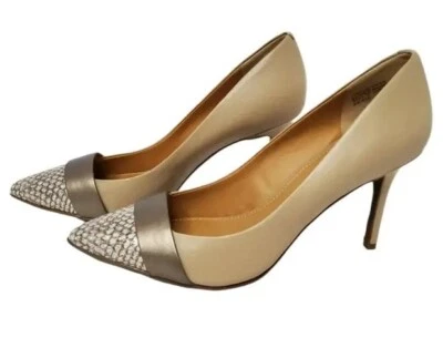 Audrey Brooke ~ Dos Tonos ~ Tostado ~ Cuero ~ ABBIE ~ 3.75" Tacones Altos ~ Talla 10M Foto 1 de 4