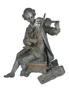 Antique N.Muller & Sons Spelter Man Playing Violin Clock Topper Figurine 1890's - Picture 1 of 11